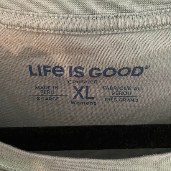 Life Is Good Women's size XL Blue Candycane Holiday Long Sleeve Crusher Tee - Picture 2 of 9